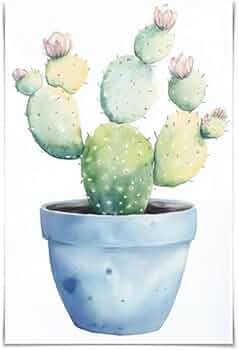 Amazon.co.jp: CCWORKERRY 水彩 サボテン ウォールアート 熱帯植物